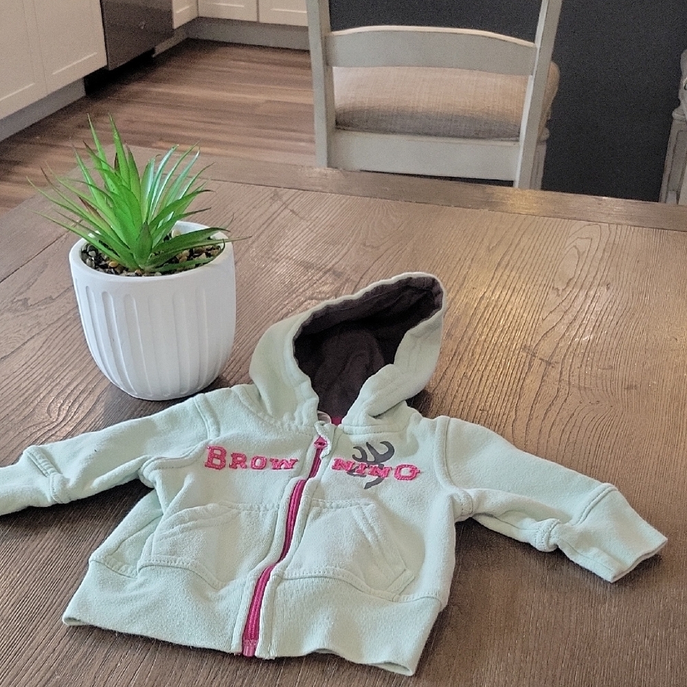Browning Kids Cream Hoodie with Pink Accents
